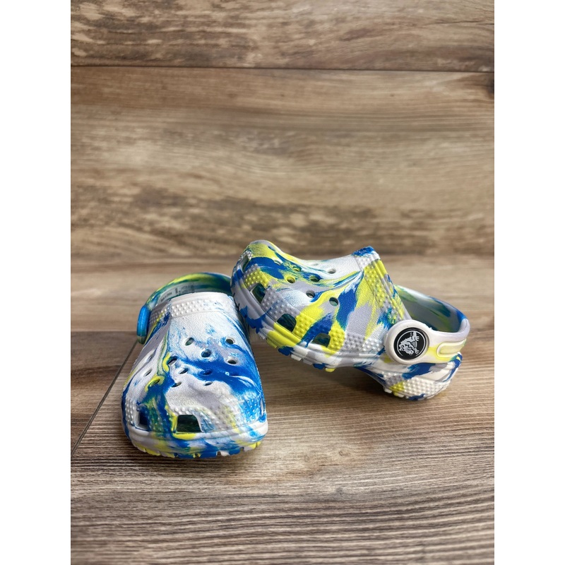 Crocs Classic Blue Marbled Clogs sz 4c