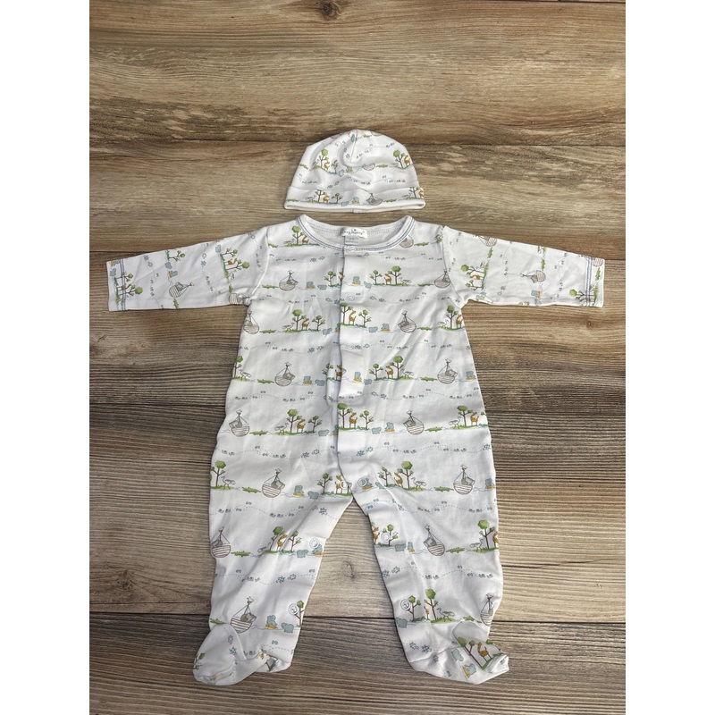Kissy Kissy 2pc Noah’s Blue Print Footie & Hat White sz 3-6m White 3m