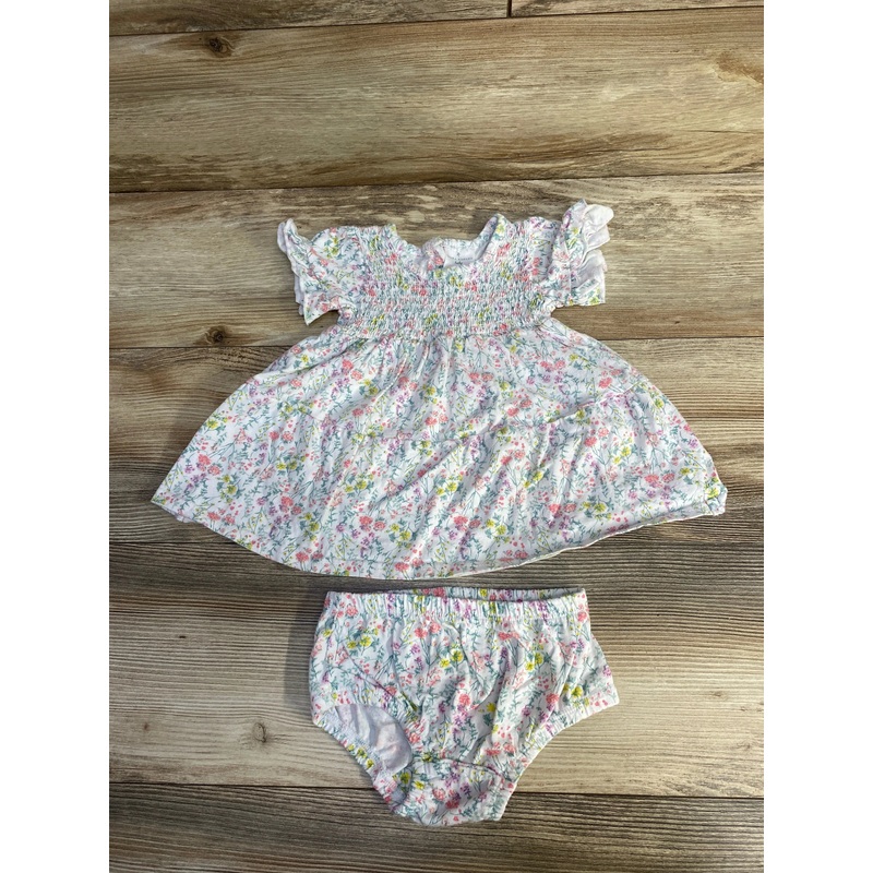 Laura Ashley 2pc Floral Dress & Bloomers White sz 12m White 12m