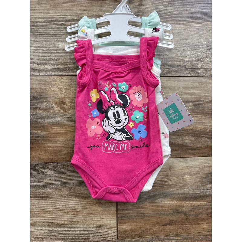 NEW Disney Baby 3pk Minnie Mouse Bodysuits sz 0-3m Multicolor Newborn