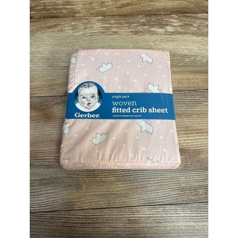 NEW Gerber Fitted Crib Sheet, Princess Crowns Pink
