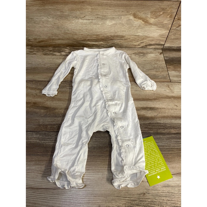 NEW KicKee Pants Classic Ruffle Coverall in Natural 3-6m White 3m
