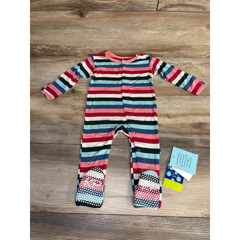 NEW KicKee Pants Footie w/Snaps in Snowball Multi Stripe sz 6-9m Multicolor 6m