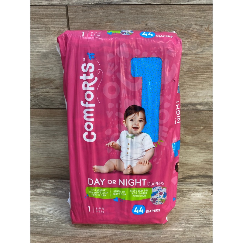 NEW Package of Comforts Day or Night Diapers Size 1