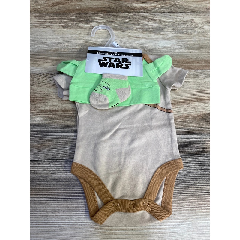 NEW Star Wars 3pc Bodysuit + Cap + Bootie Set Brown sz 3-6m Brown 3m