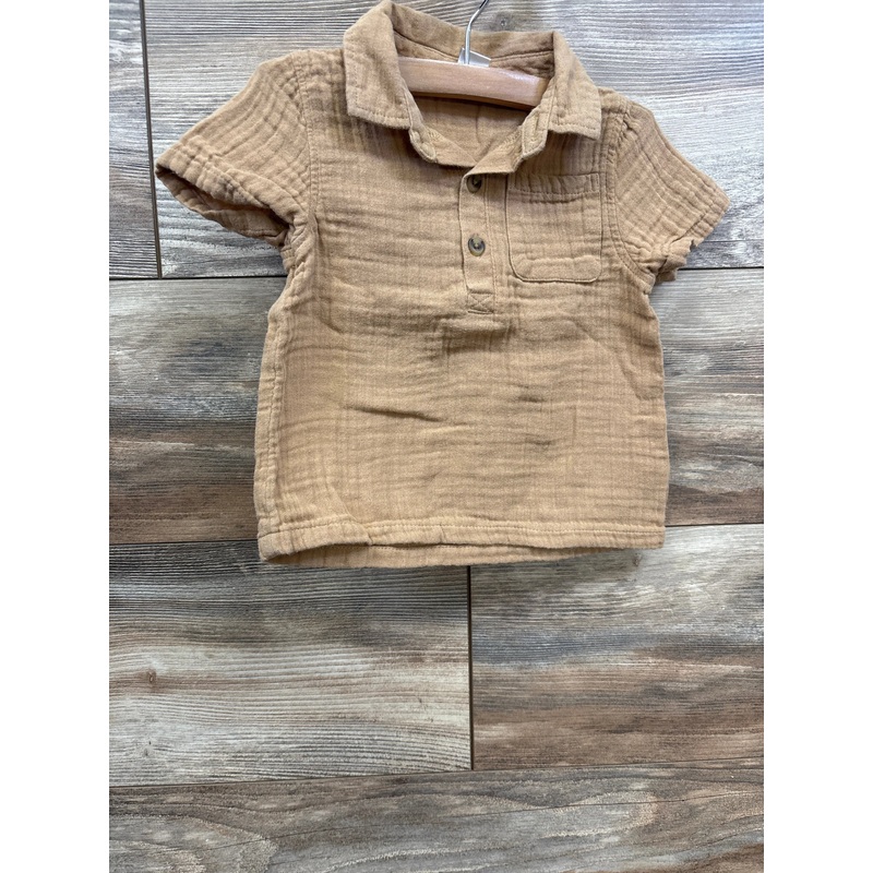 Old Navy Double-Weave Polo Shirt Brown sz 12-18m Brown 12m