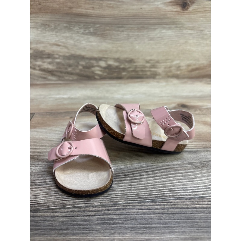 Old Navy Faux-Leather Buckled Strap Sandals Pink Patent sz 6-12m