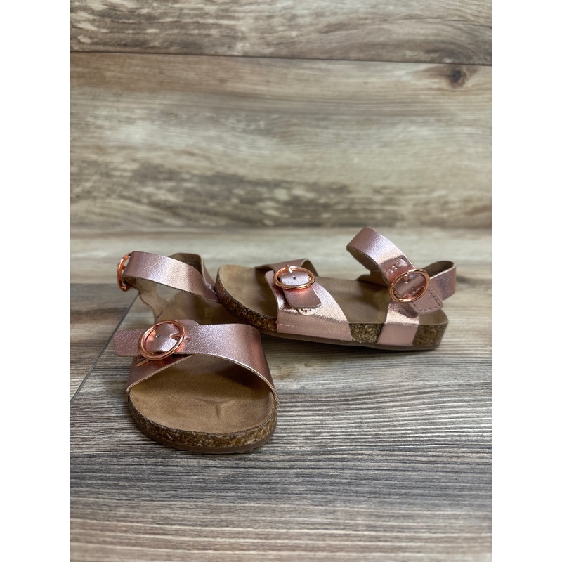 Old Navy Faux-Leather Buckled Strap Sandals Rose Gold sz 6c