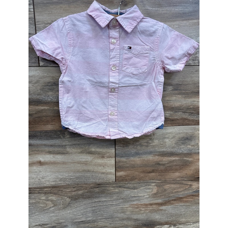 Tommy Hilfiger Striped Button Up Shirt Pink sz 18m Pink 18m