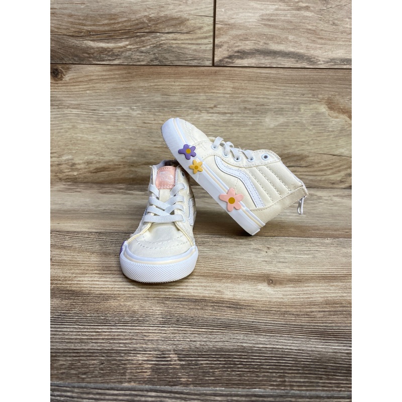 Vans Sk8-Hi-Zip Flower Shoes Ivory sz 6c
