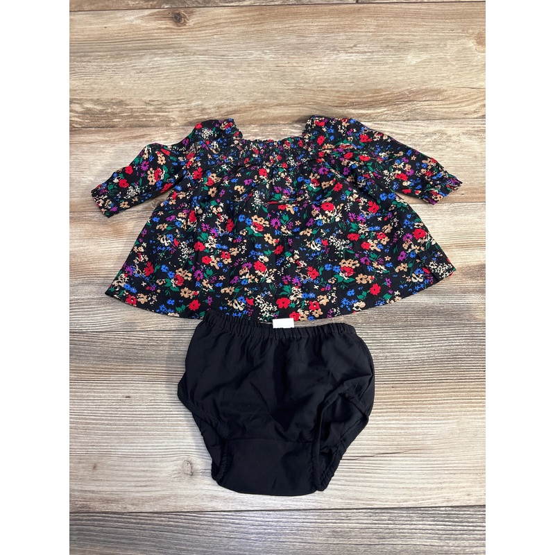 Baby Gap 2pc Floral Smocked Dress & Bloomers Black sz 0-3m Black Newborn