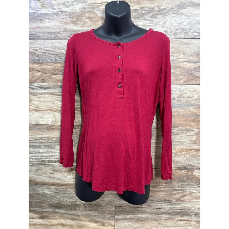 Bearsland Henley Nursing Shirt Red sz Small Red Maternity Small
