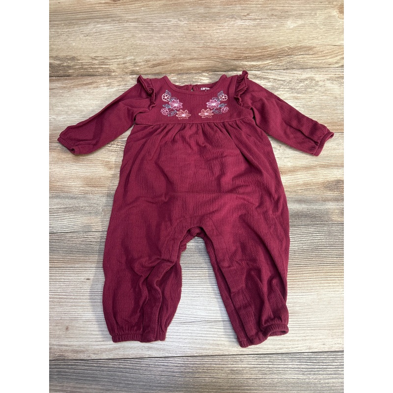 Carter’s Floral Embroidered Coverall Burgundy sz 9m Red 9m