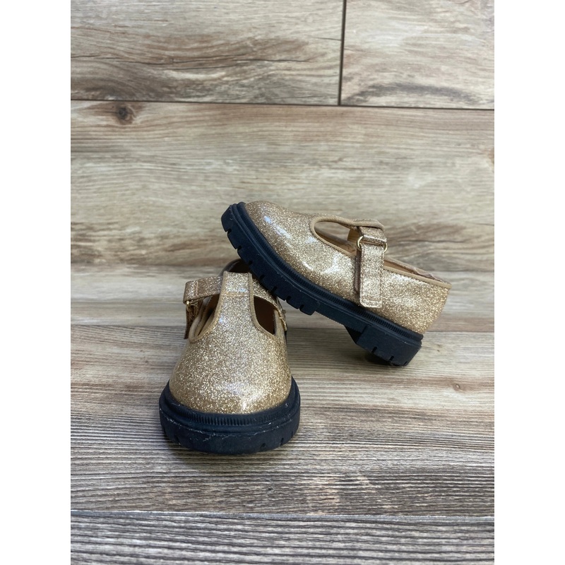 Cat & Jack T-Strap Glitter Sandals Tan sz 6c