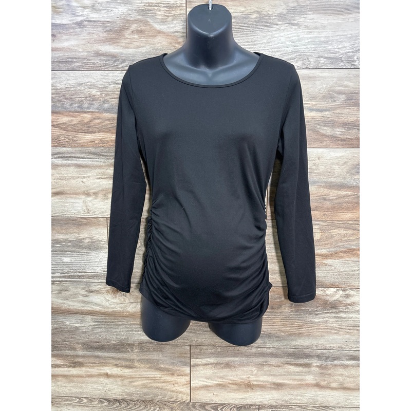 Ekouaer Ruched Shirt Black sz Medium Black Maternity Medium
