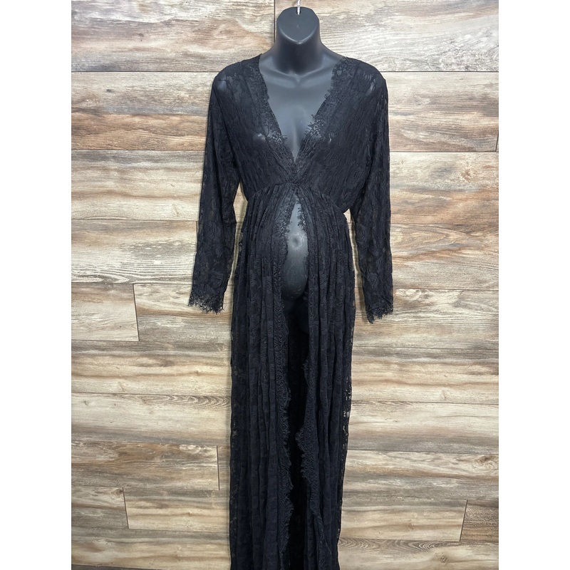 Floral Lace Photoshoot Gown Black sz Medium/Large Black Maternity Medium