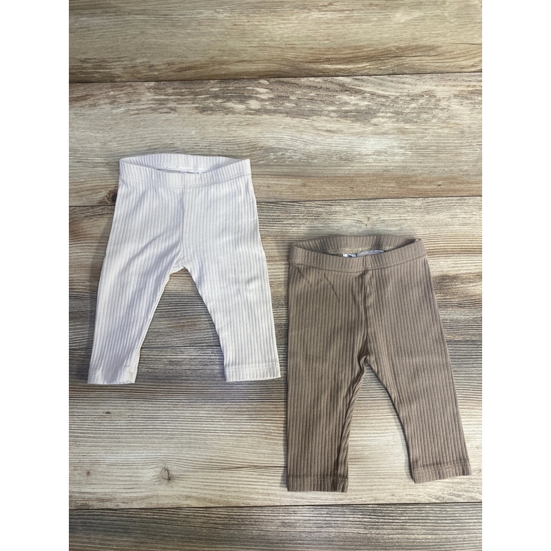H&M 2pk Ribbed Leggings Taupe/Cream sz 3m Taupe 3m