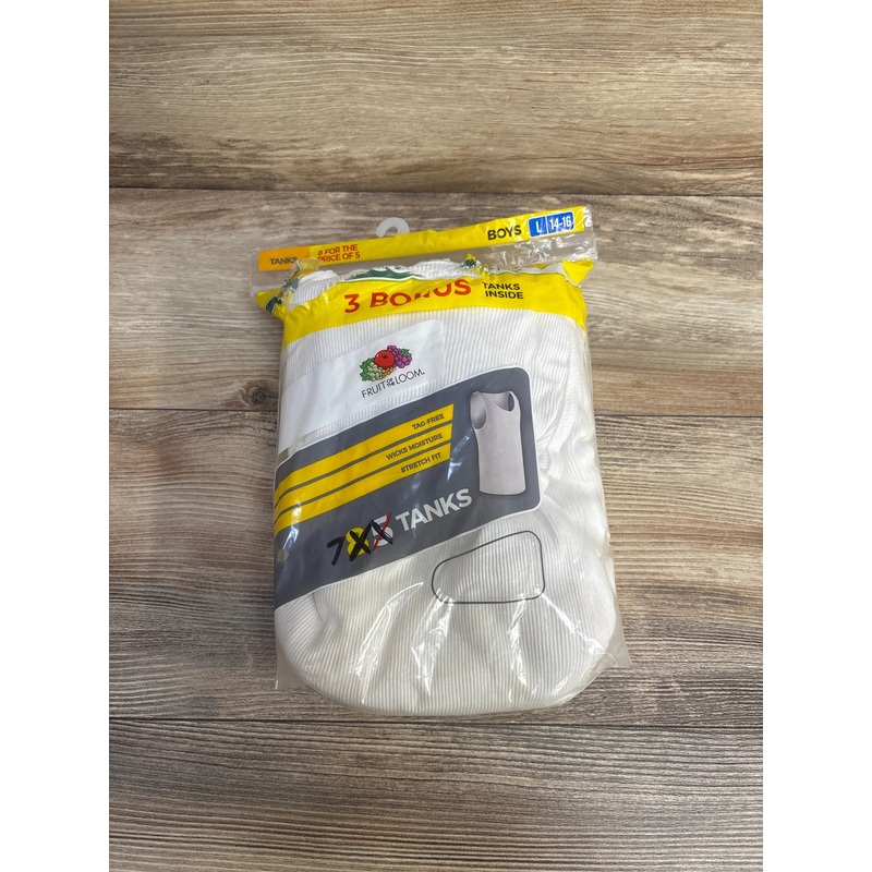 Hanes Boys’ Solid White 7pk Ribbed Tanks sz 14-16