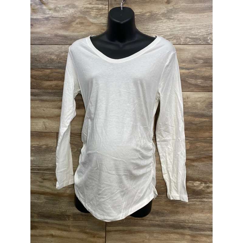 Isabel Maternity V-Neck Ruched Shirt White sz Medium White Maternity Medium