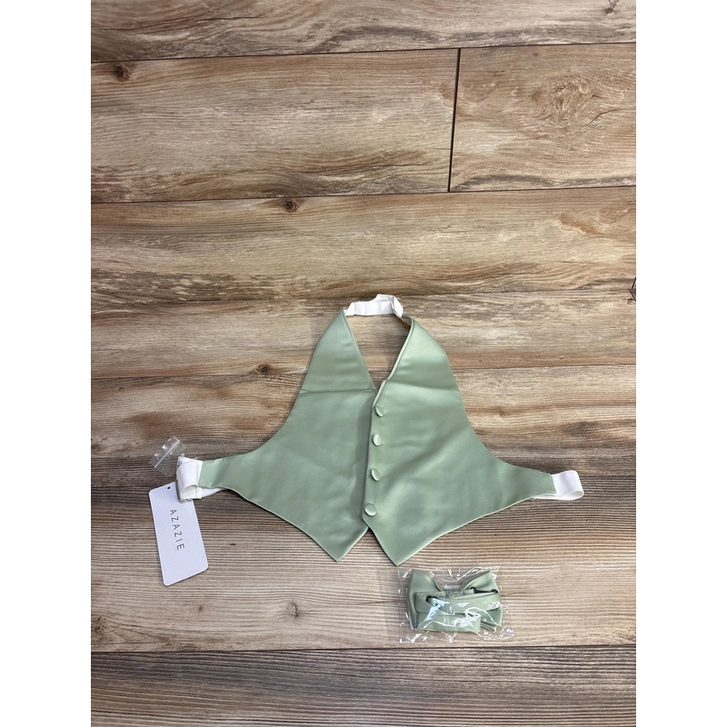 NEW Azazie 2pc Stain Vest & Tie Dusty Sage sz 2-6 Green 2T