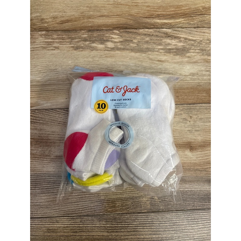 NEW Cat & Jack 10Pk Low Cut Crew Socks sz 9c-2.5Y