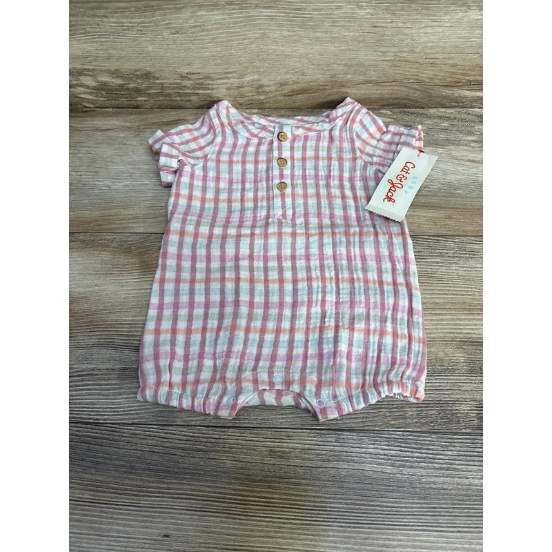 NEW Cat & Jack Plaid Shortie Romper Pink sz 0-3m Pink Newborn