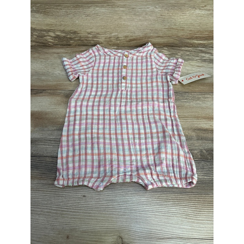 NEW Cat & Jack Plaid Shortie Romper Pink sz 12m Pink 12m