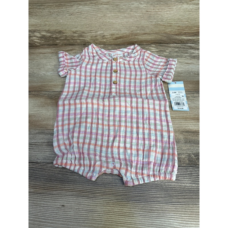 NEW Cat & Jack Plaid Shortie Romper Pink sz 3-6m Pink 3m