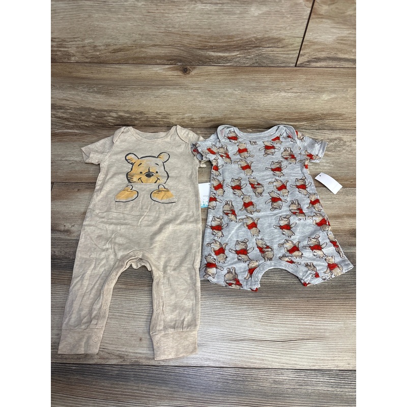 NEW Disney Baby 2pk Winnie The Pooh Rompers Oatmeal sz 3-6m Oatmeal 3m