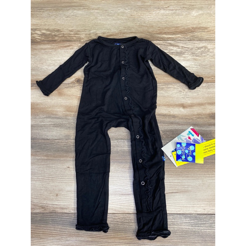 NEW KicKee Pants Muffin Ruffle Coverall Midnight sz 18-24m Black 18m