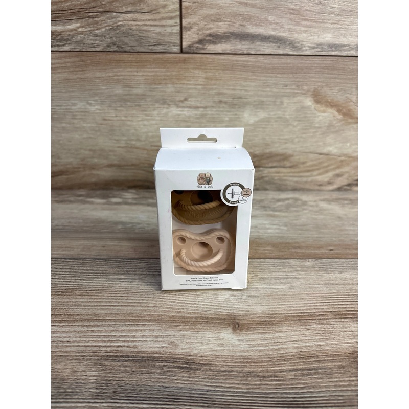 NEW Mila & Lulu 2pk Silicone Pacifiers Hazel/Beige 0 Months+