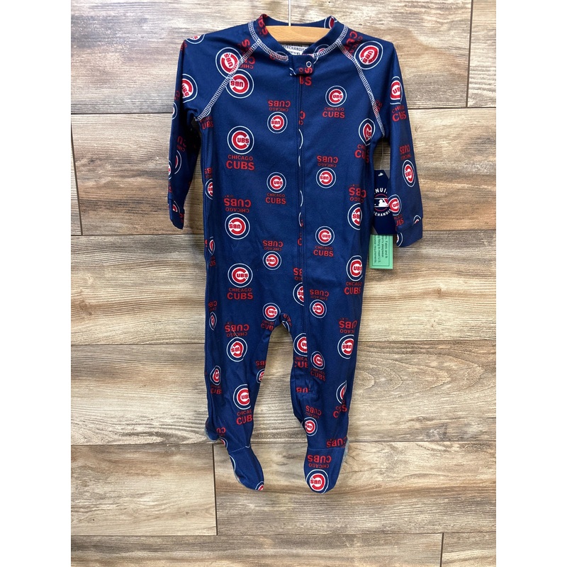 NEW MLB Chicago Cubs Raglan Zip Up Footie Blue sz 18m Blue 18m