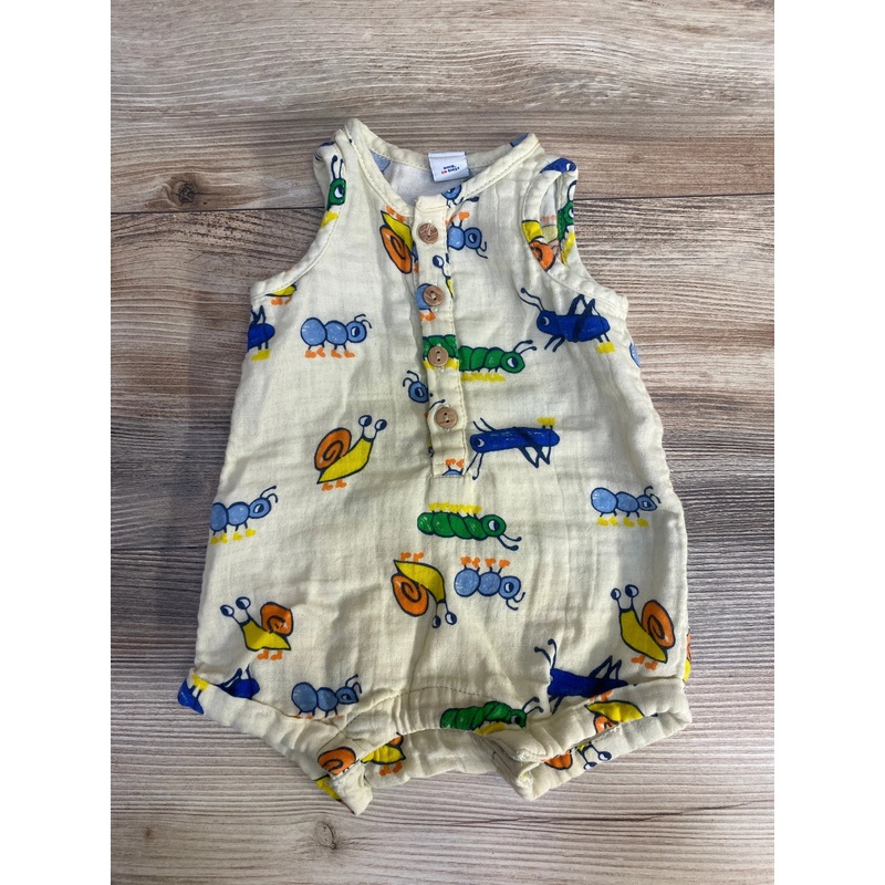 Old Navy Muslin Tank Romper Insects Ivory sz 0-3m Ivory Newborn Boys