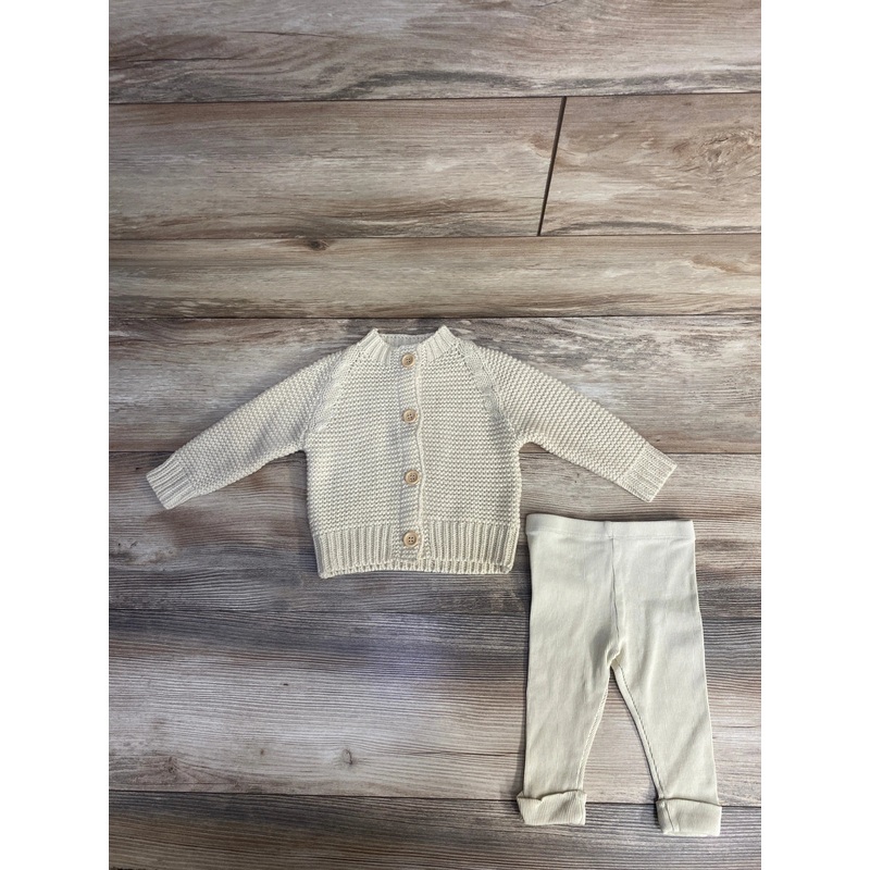 Peyton & Scout Knit Cardigan & Joggers Set Ivory sz 3-6m