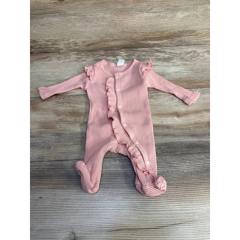 Shein Ribbed Ruffle Footie Pink sz 0-1m Pink Newborn