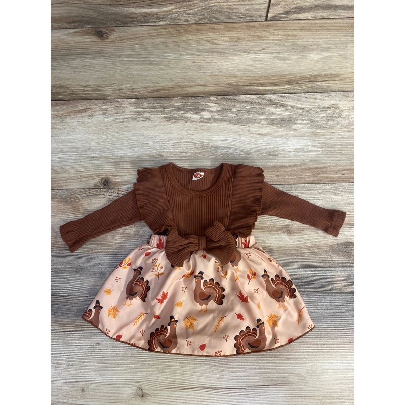 Thanksgiving Romper Dress Brown sz 0-3m Brown Newborn Girls
