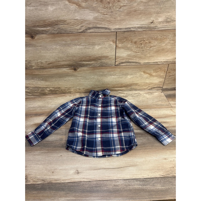 Children’s Place Plaid Button Up Shirt Navy sz 4T Navy 4T