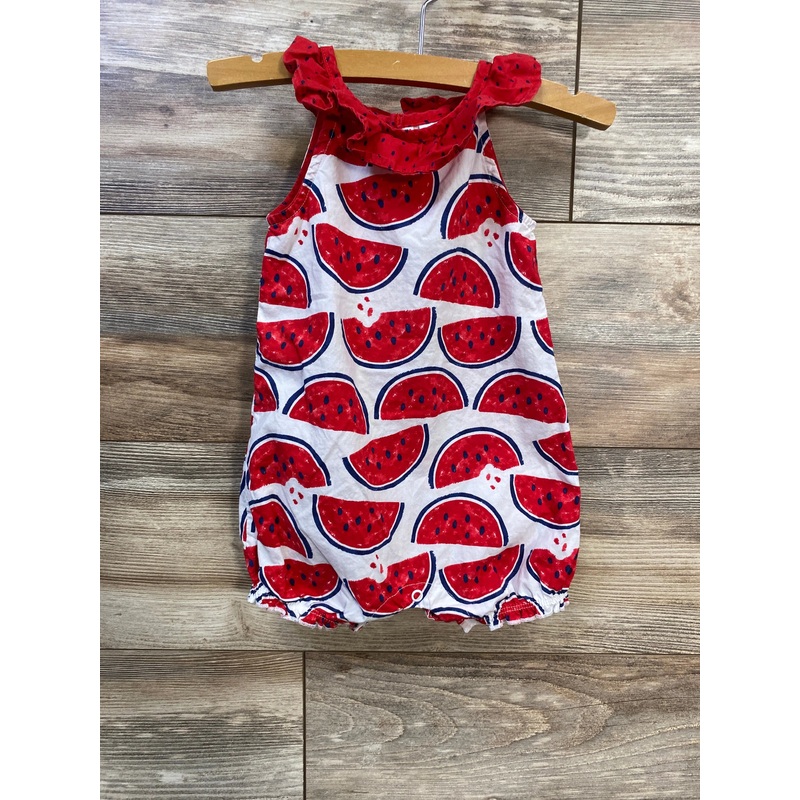 Just One You Ruffle Watermelon Romper White sz 12m White 12m