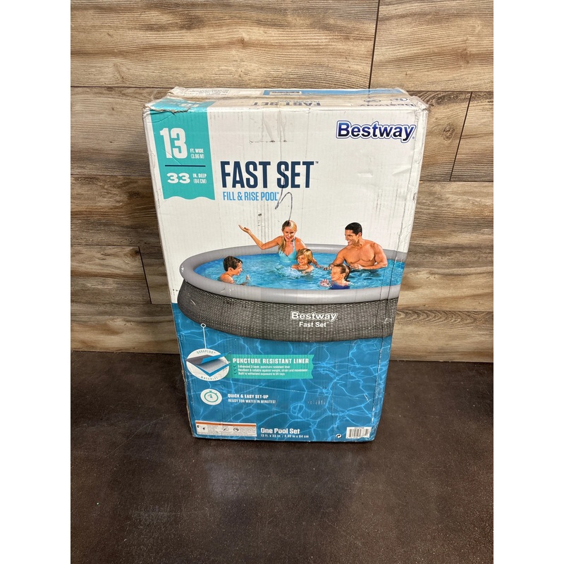NEW Bestway Fast Set PVC 13′ Above Ground Round Inflatable Swimming Pool Set