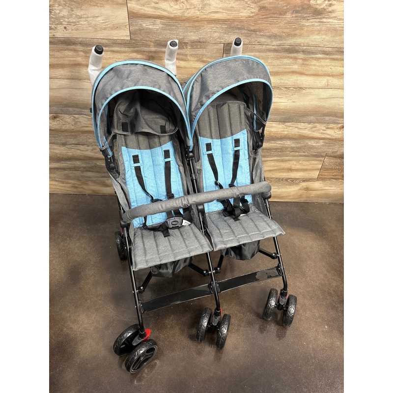 NEW Dream On Me Volgo Twin Umbrella Stroller Blue/Dark Grey