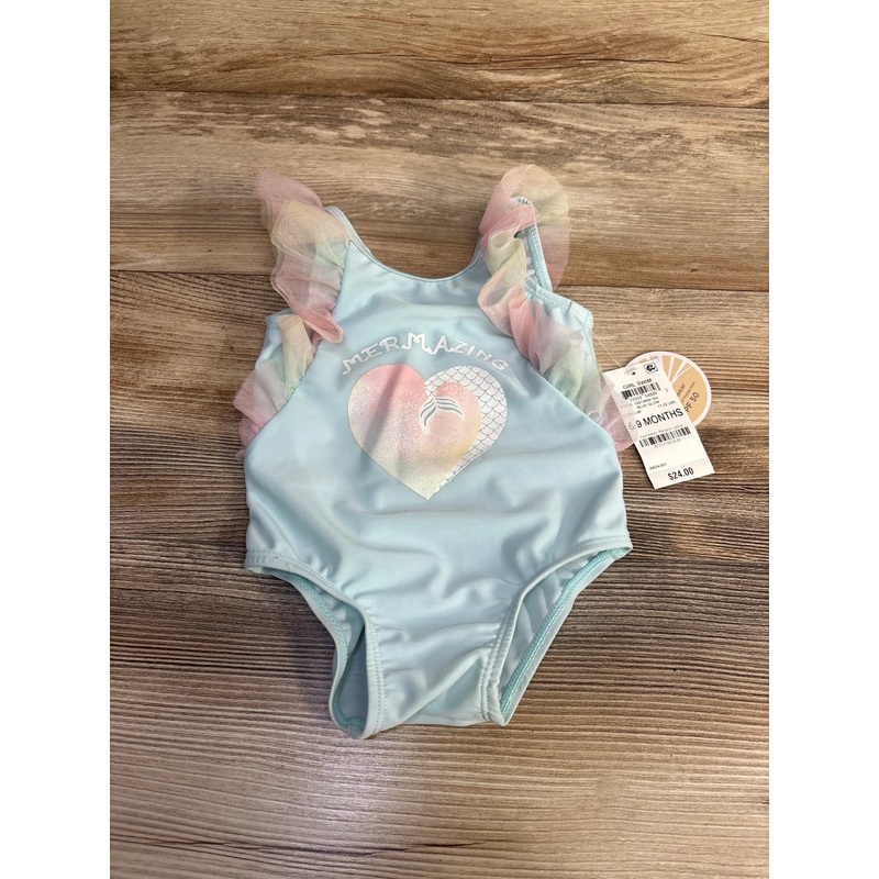 NEW First Impressions 1pc Mermazing Swimsuit Blue sz 6-9m Blue 6m