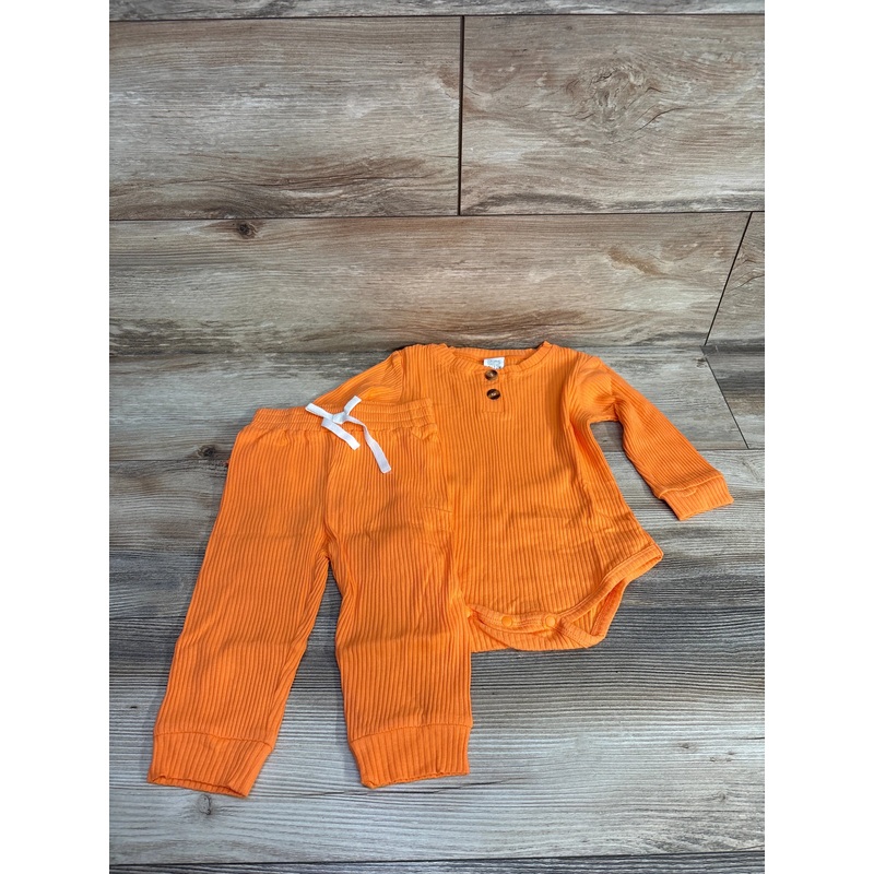 NEW JingleBaBa 2pc Henley Bodysuit & Pants Orange sz 6-12m Orange 6m