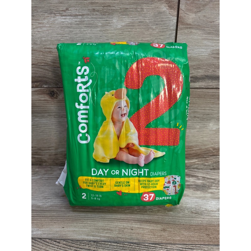 NEW Package of Comforts Day or Night Baby Diapers, 37ct. Size 2