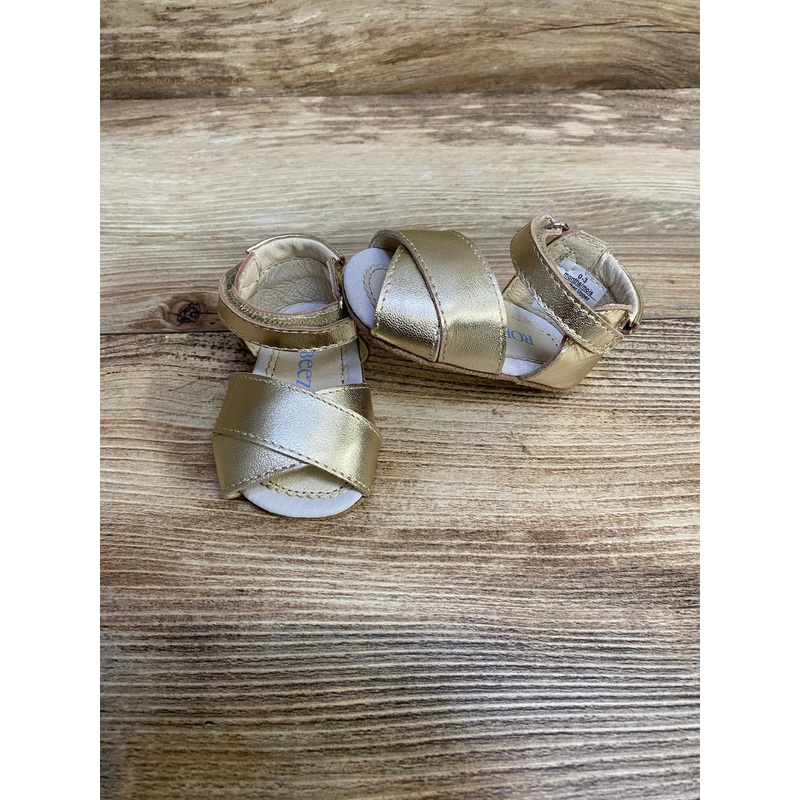 Robeez Riley Pewter Gold Sandals sz 0-3m