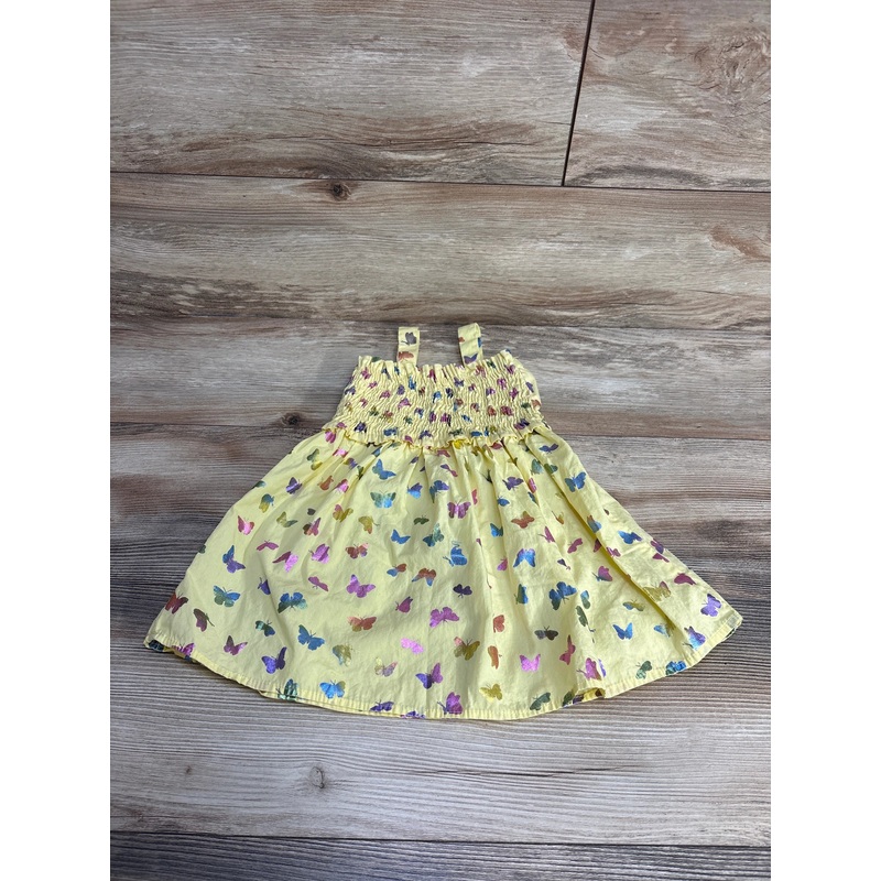 Smocked Butterfly Print Dress Yellow sz 18m Yellow 18m