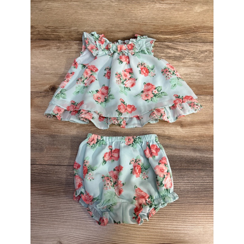 Janie and Jack 2pc Rose Chiffon Matching Set Mint sz 3-6m Blue 3m