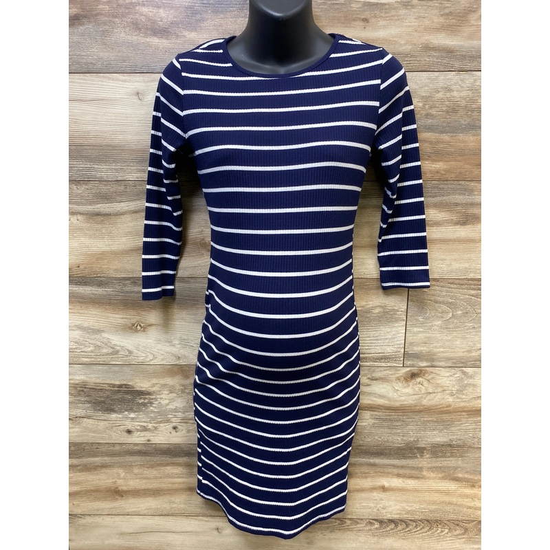 Motherhood Maternity Striped 3/4 Sleeve Dress Navy sz Small Navy Maternity Small