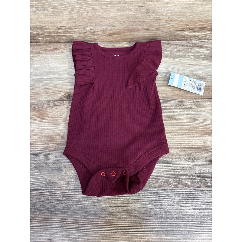 NEW Cat & Jack Ruffle Bodysuit Burgundy sz 0-3m Red Newborn