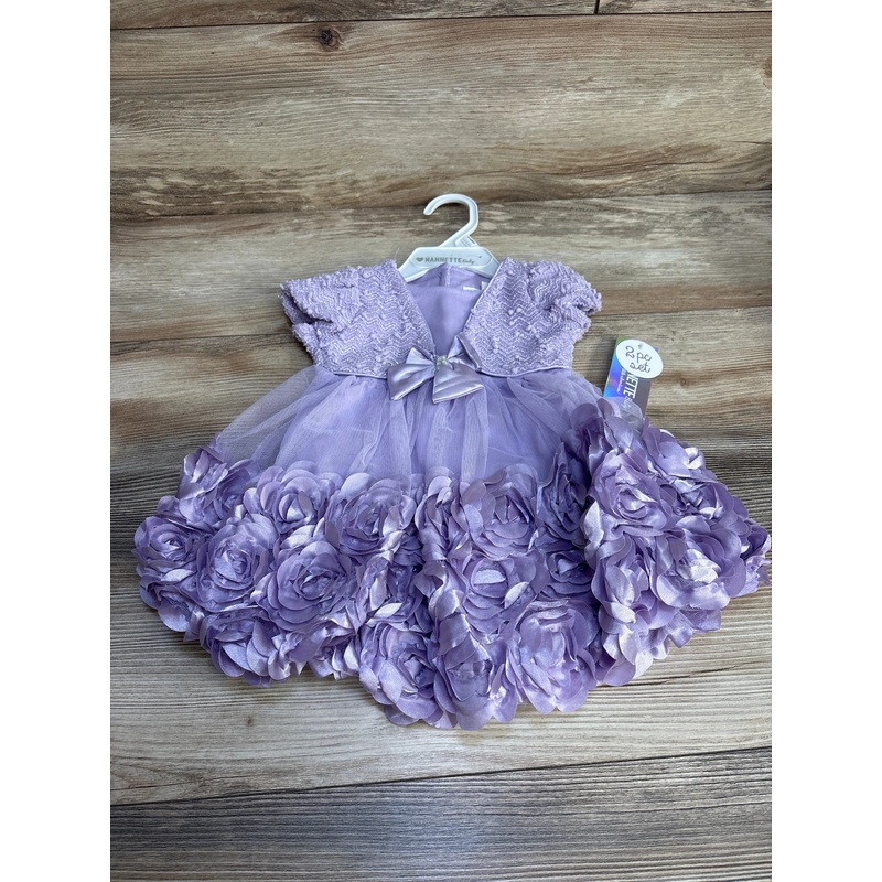 NEW Nannette Baby 2pc Rosette Dress & Bloomers Purple sz 6-9m Purple 6m