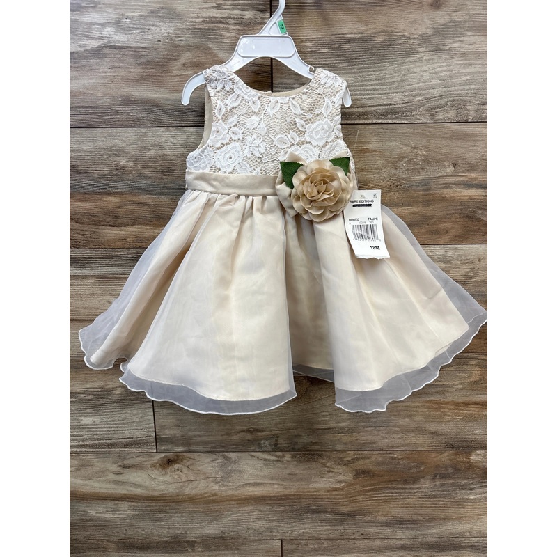 NEW Rare Editions Floral Lace Dress Taupe sz 18m Beige 18m